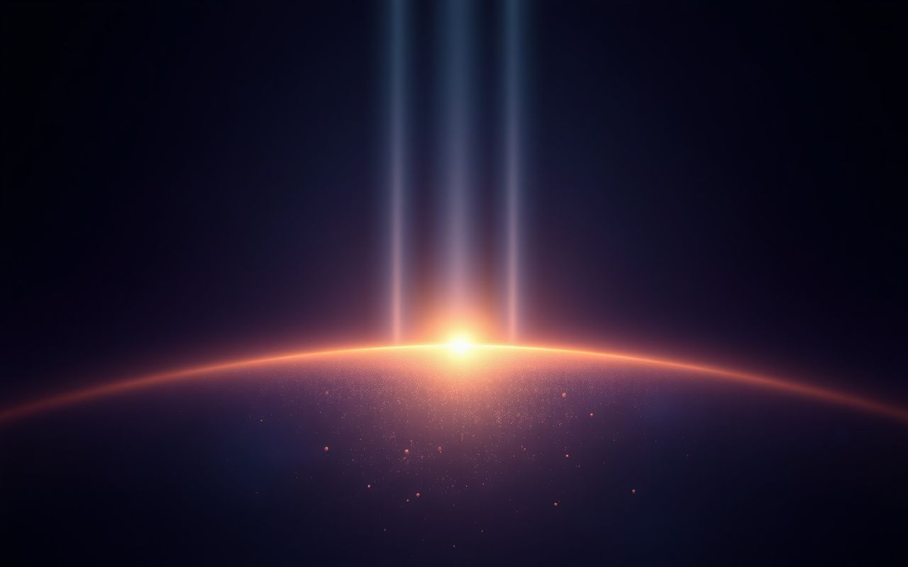 Three lines converging to gold light