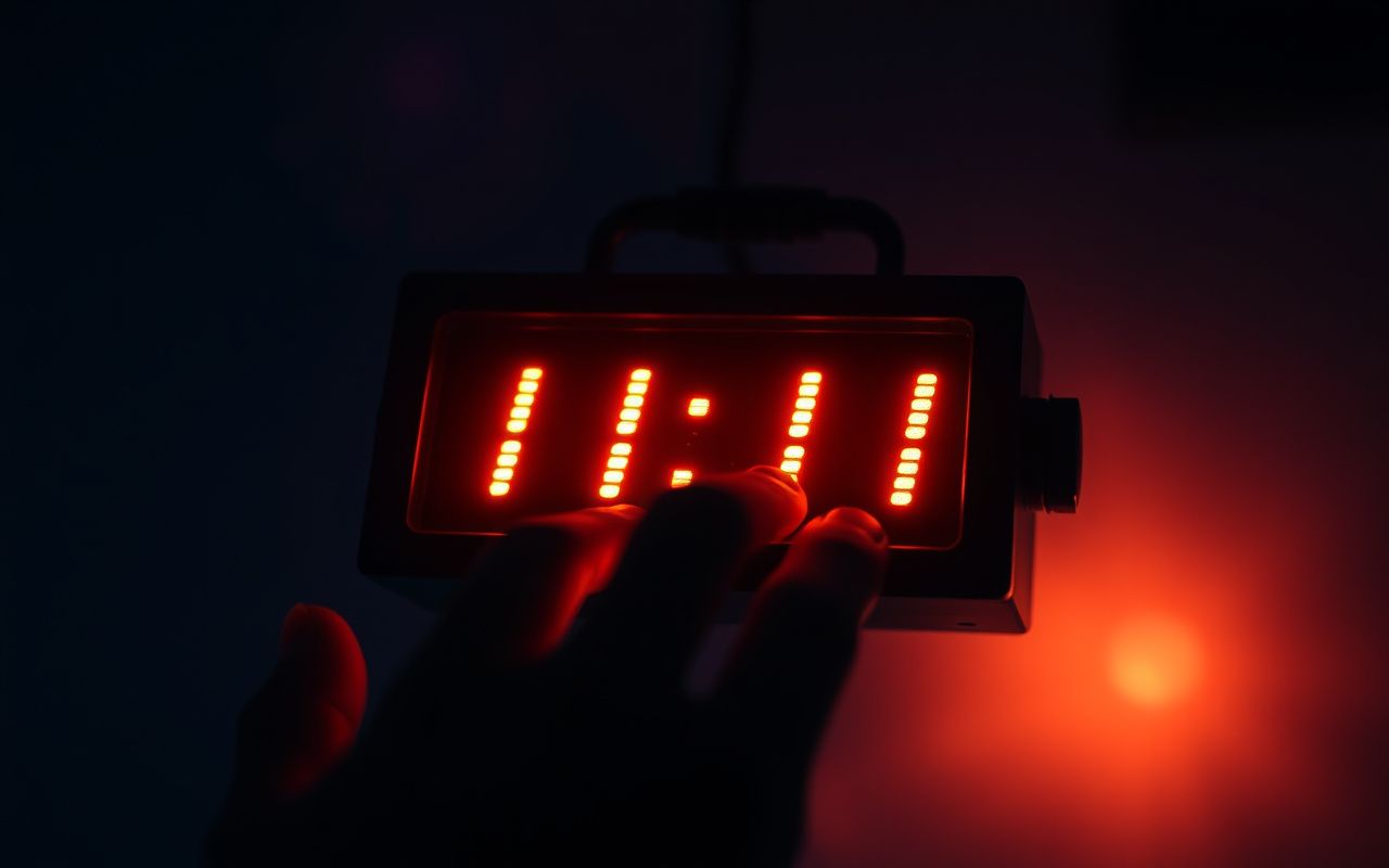 Digital clock showing 11:11 — 1111
