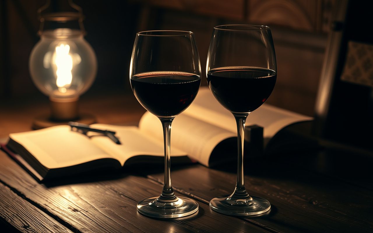 Wine and book in a quiet evening