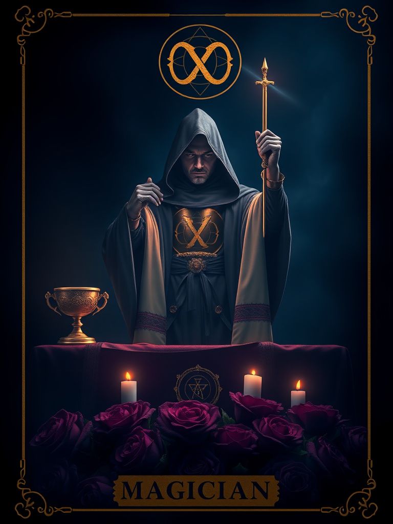 Rider-Waite-style Magician tarot card art