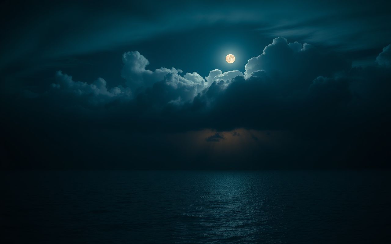 Single bright star through parting clouds